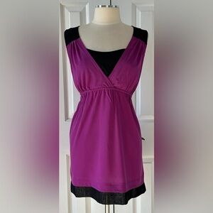 Sleeveless Purple & Black Empire Waist Dress Size Large